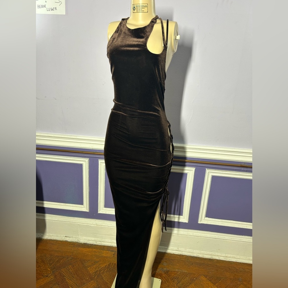 MONSE Lace-Up Velvet Maxi-Dress